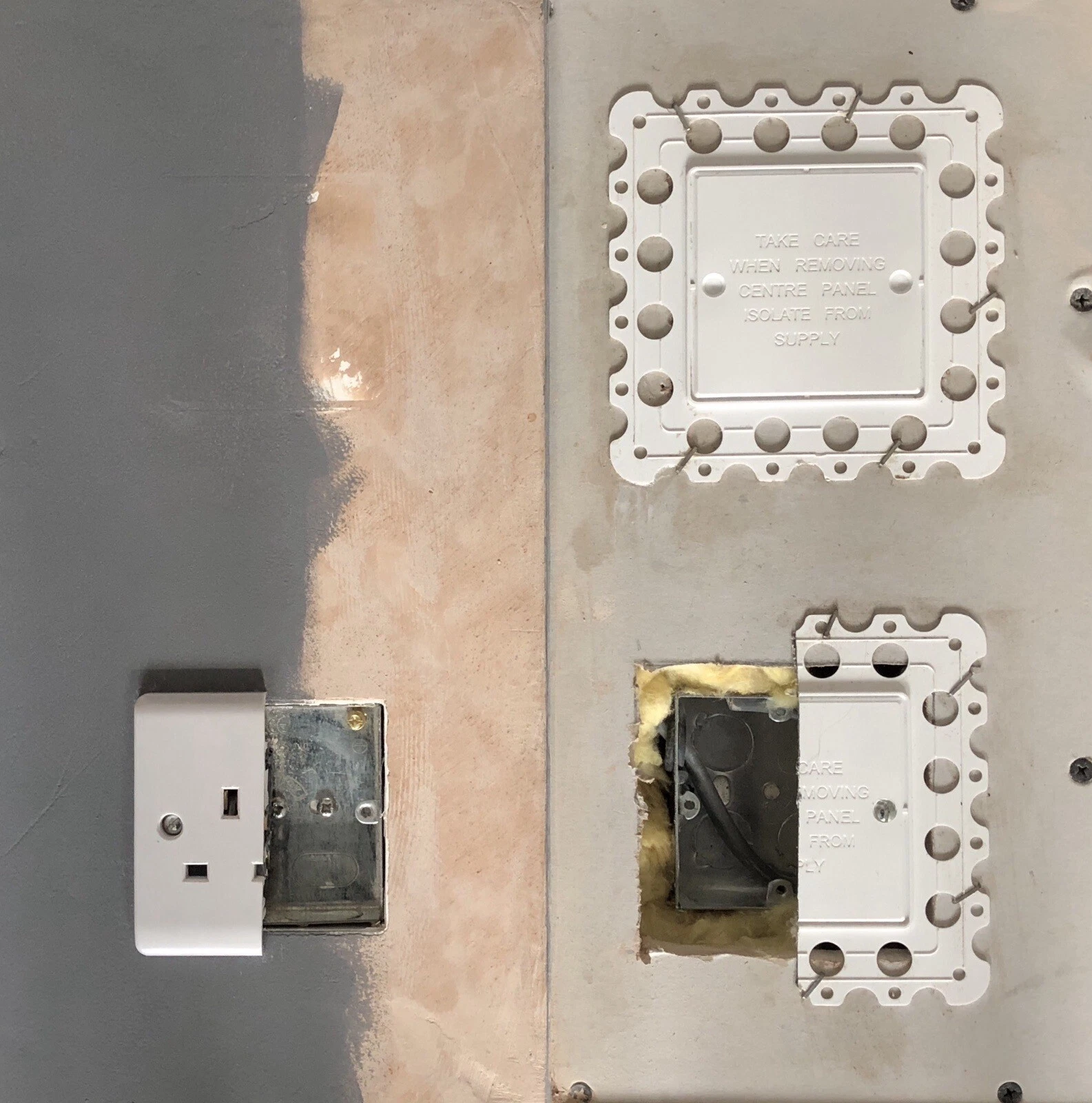 Single and double PC Products socket beads fitted before plastering